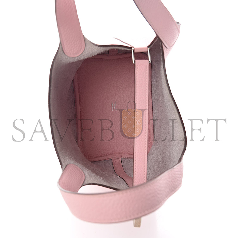 HERMÈS TAURILLON CLEMENCE PICOTIN LOCK 18 PM ROSE SAKURA H056289CK3Q (18*18*13cm)